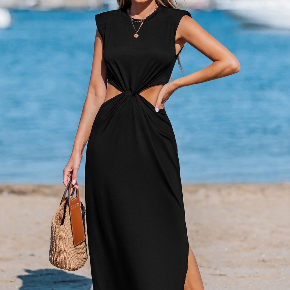 Elegant Black Cutout Maxi Dress